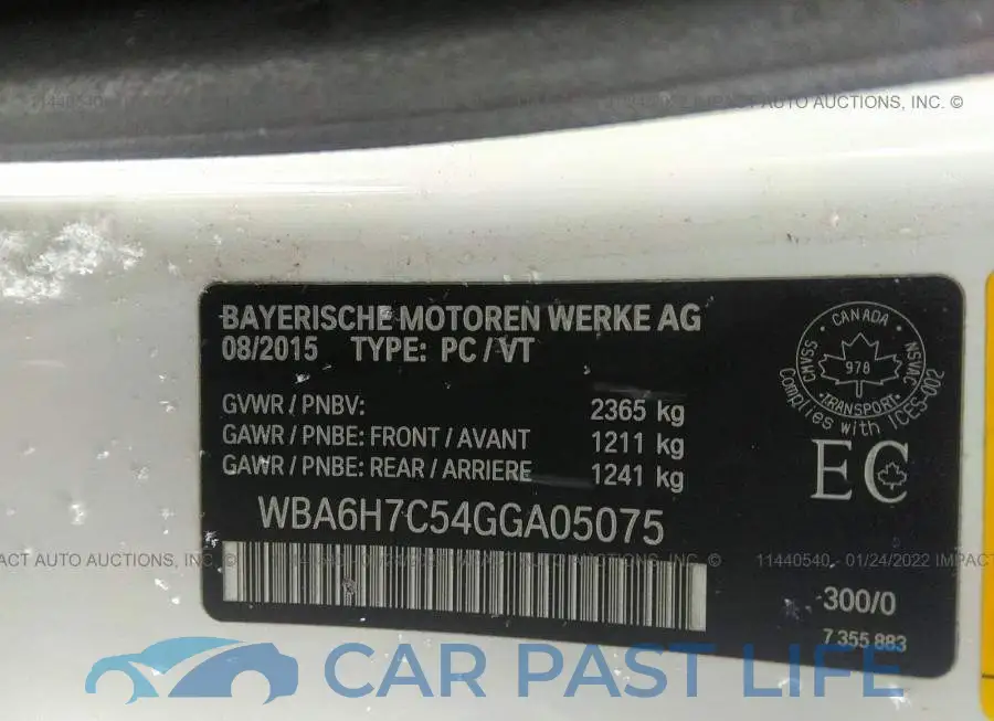 WBA6H7C54GGA05075# 9