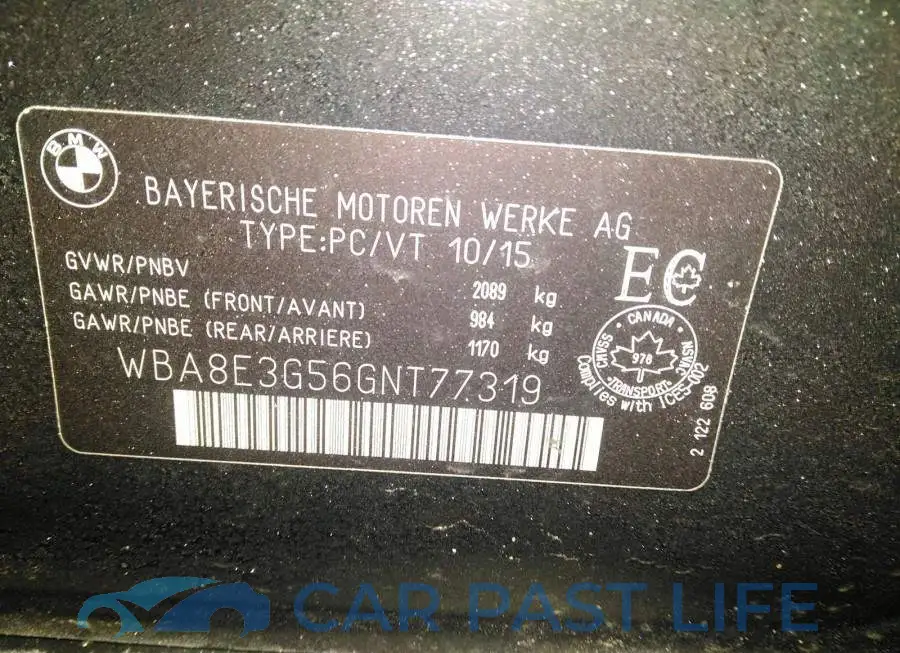 WBA8E3G56GNT77319# 9