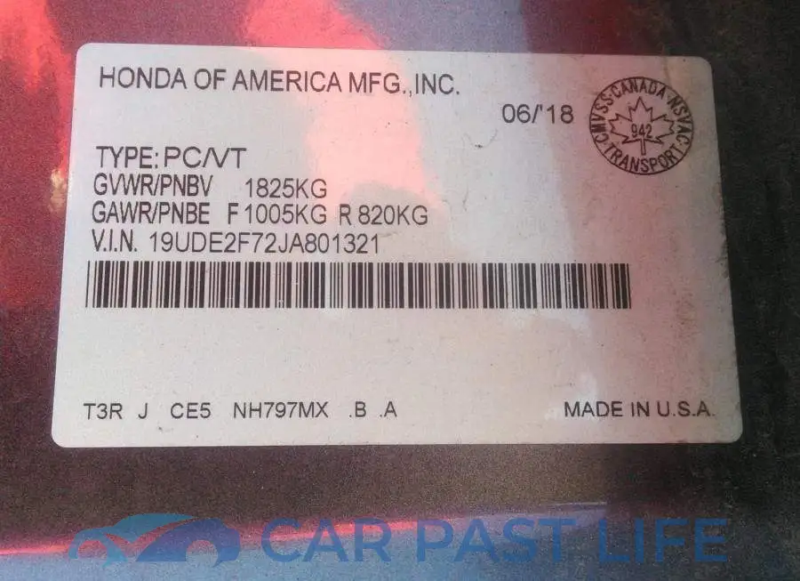 19UDE2F72JA801321# 9