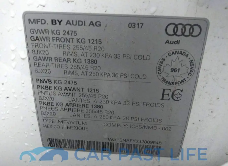 WA1ENAFY7J2009546# 9