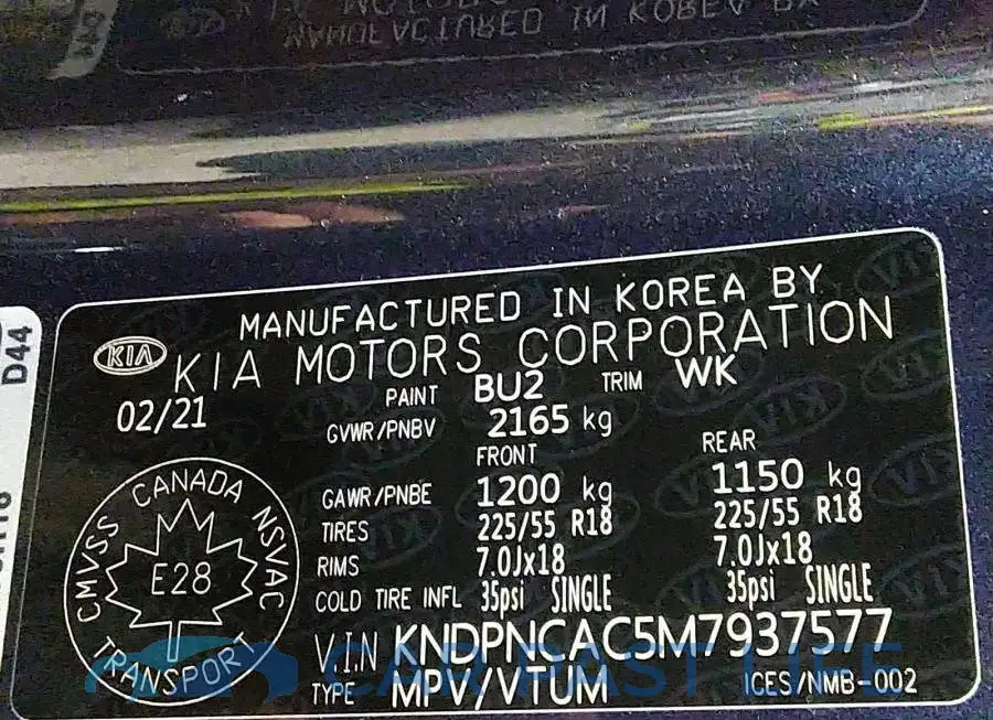 KNDPNCAC5M7937577# 9
