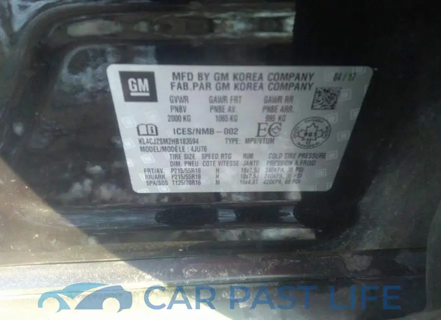 KL4CJ2SM2HB183594# 9