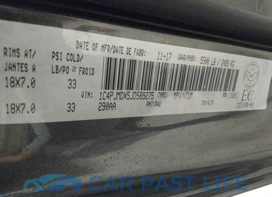 1C4PJMDX5JD589275# 9
