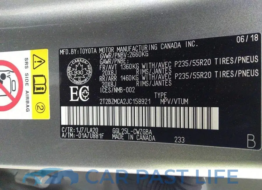 2T2BZMCA2JC158921# 9