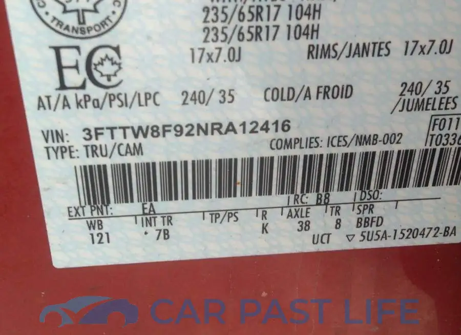3FTTW8F92NRA12416# 9