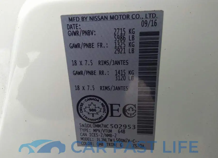 5N1DL0MM7HC502953# 9