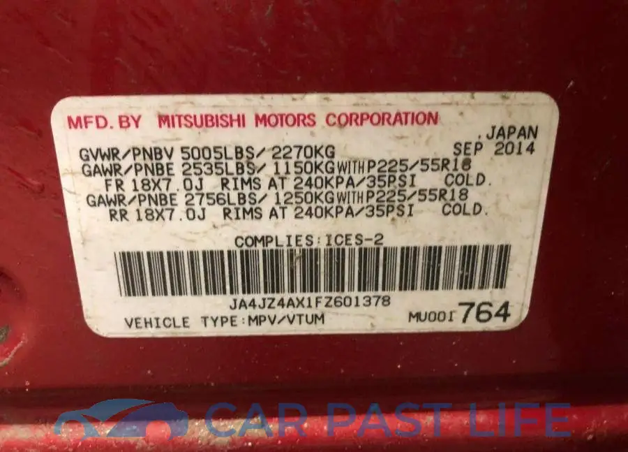 JA4JZ4AX1FZ601378# 19