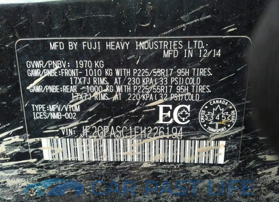 JF2GPASC1FH226194# 9
