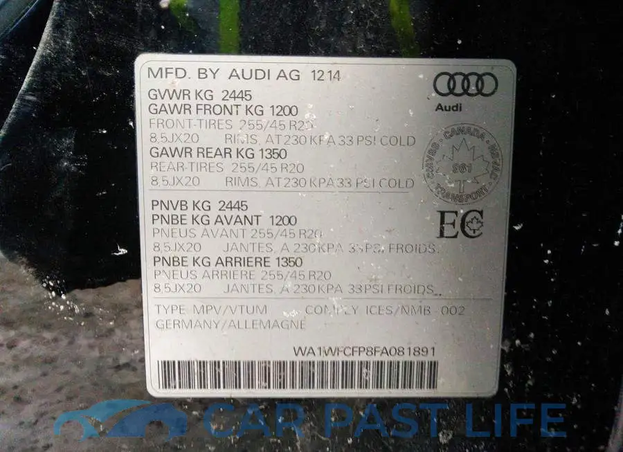 WA1WFCFP8FA081891# 9