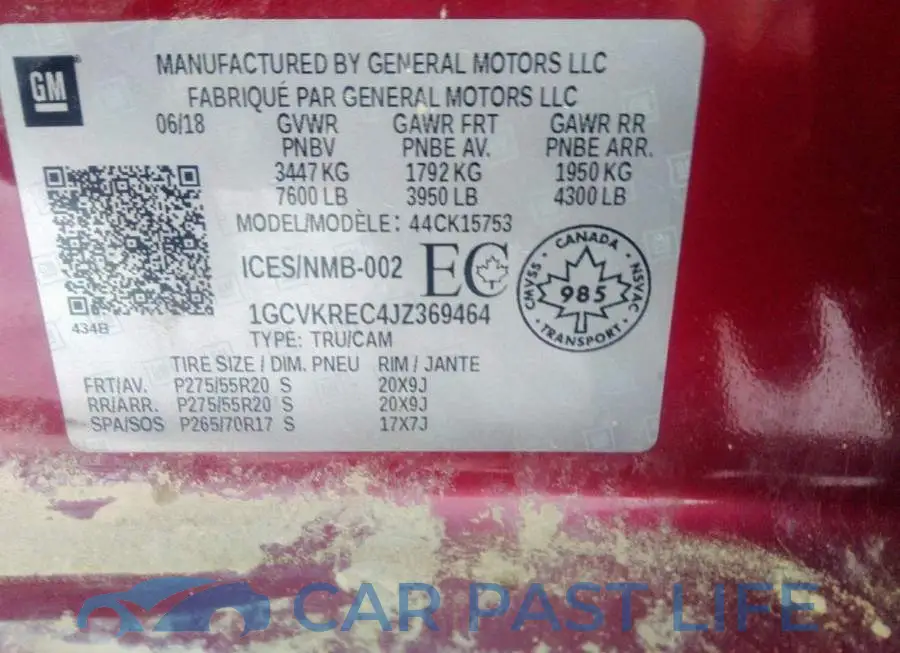 1GCVKREC4JZ369464# 9