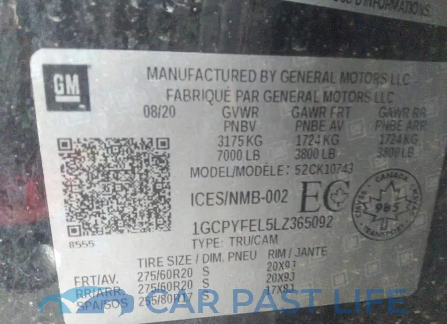 1GCPYFEL5LZ365092# 9