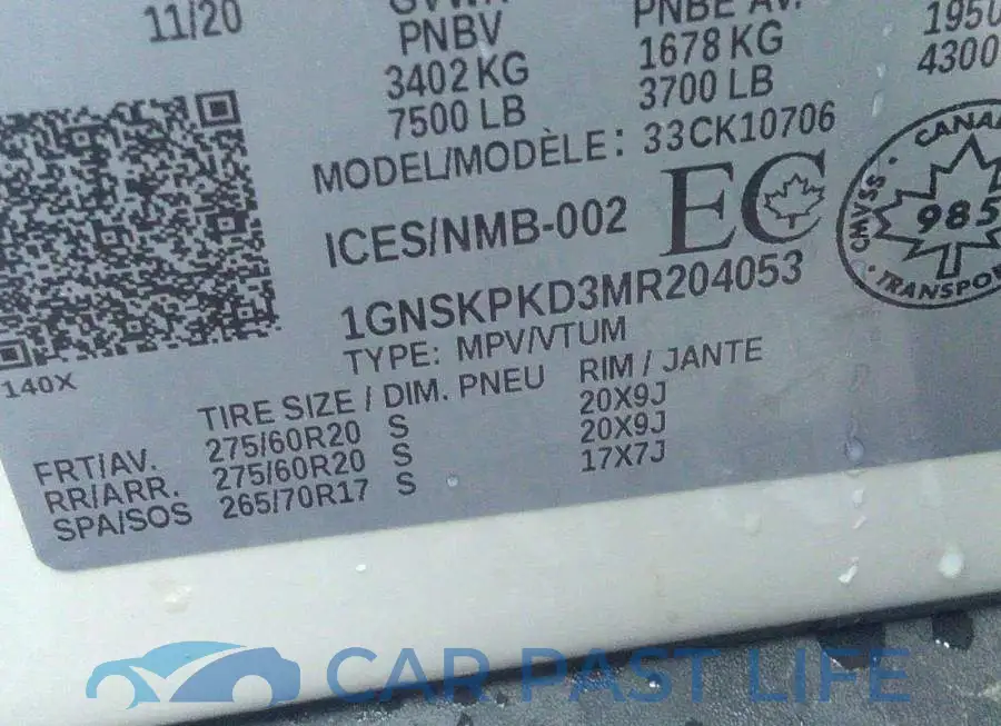 1GNSKPKD3MR204053# 9