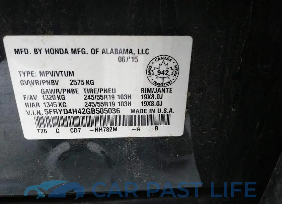 5FRYD4H42GB505036# 9