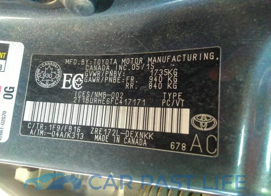 2T1BURHE6FC417171# 9