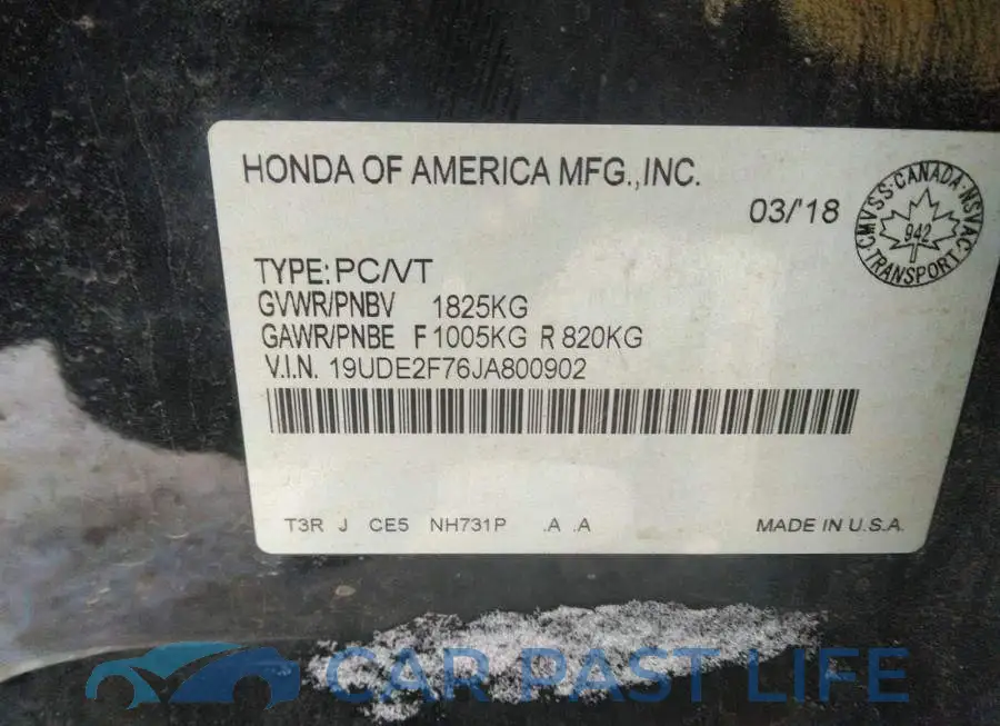 19UDE2F76JA800902# 9