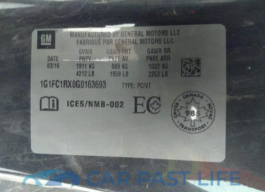 1G1FC1RX0G0163693# 9