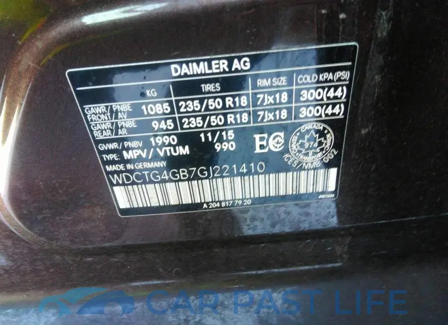 WDCTG4GB7GJ221410# 9