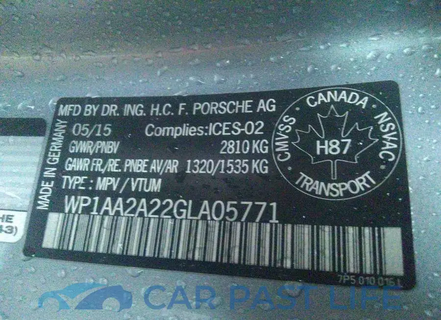 WP1AA2A22GLA05771# 9