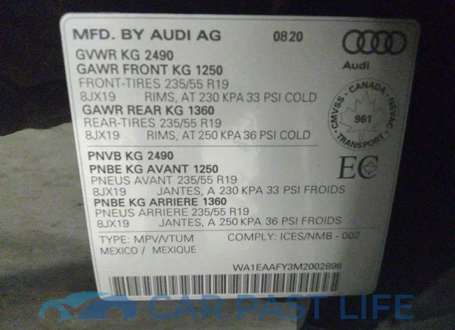 WA1EAAFY3M2002898# 9