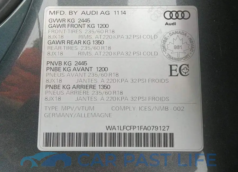 WA1LFCFP1FA079127# 9