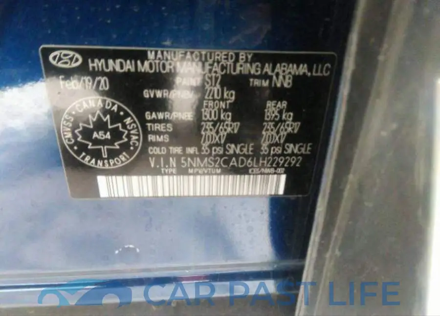 5NMS2CAD6LH229292# 9