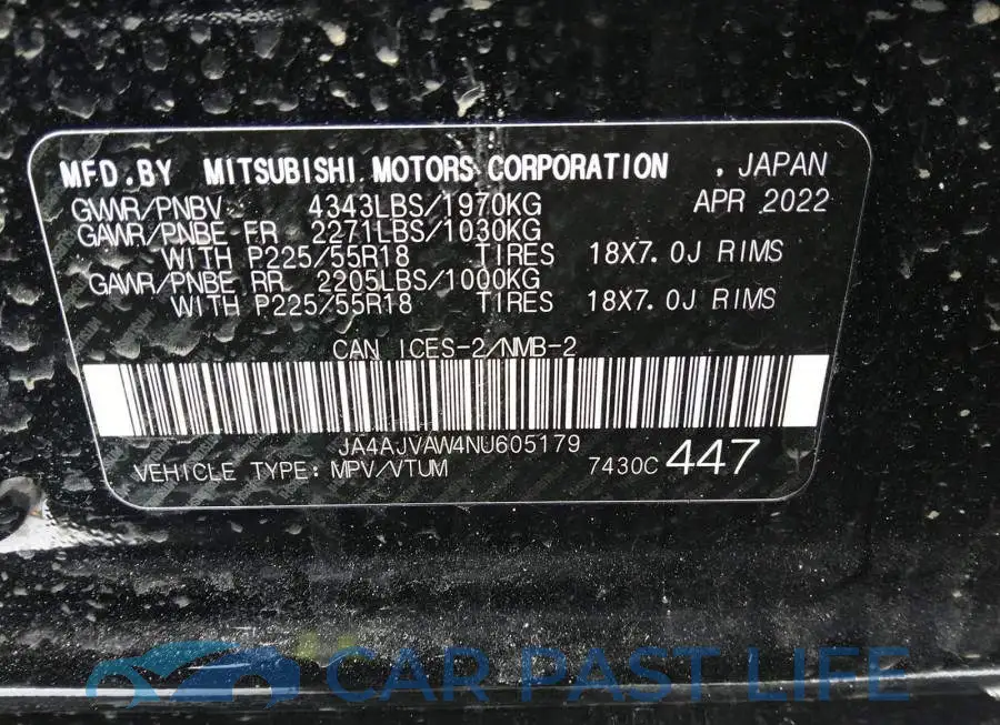 JA4AJVAW4NU605179# 9