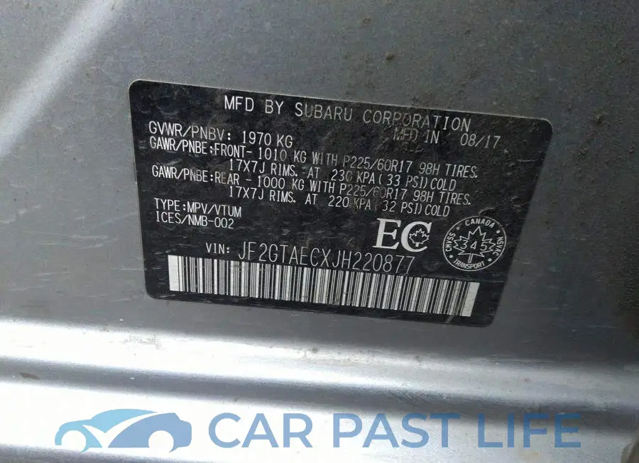 JF2GTAECXJH220877# 9