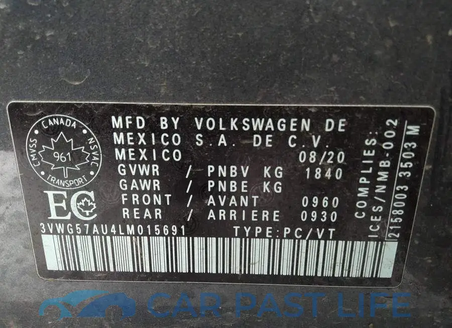 3VWG57AU4LM015691# 9