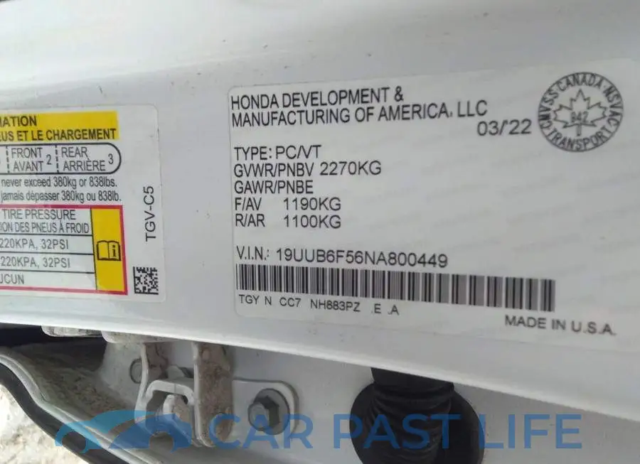 19UUB6F56NA800449# 9