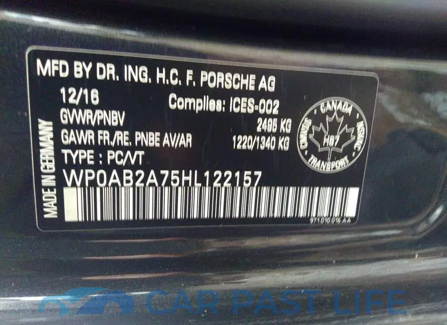 WP0AB2A75HL122157# 9