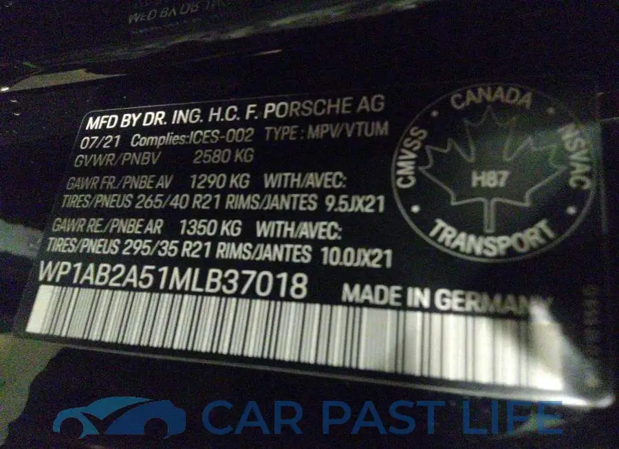 WP1AB2A51MLB37018# 9