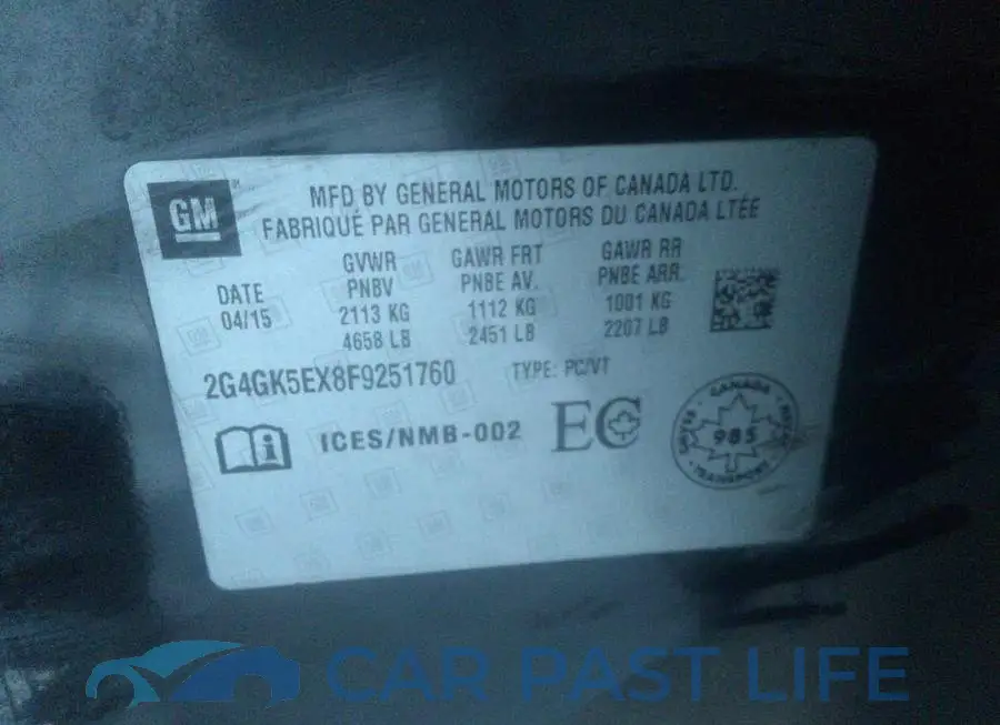 2G4GK5EX8F9251760# 9