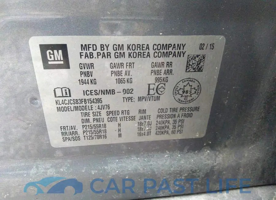 KL4CJCSB3FB154395# 9