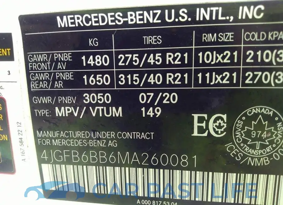 4JGFB6BB6MA260081# 9
