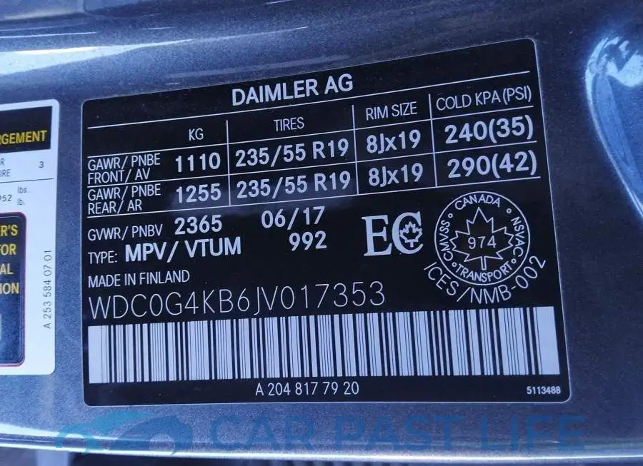 WDC0G4KB6JV017353# 9