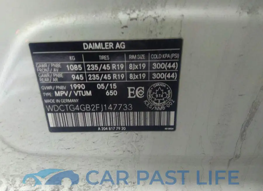 WDCTG4GB2FJ147733# 9