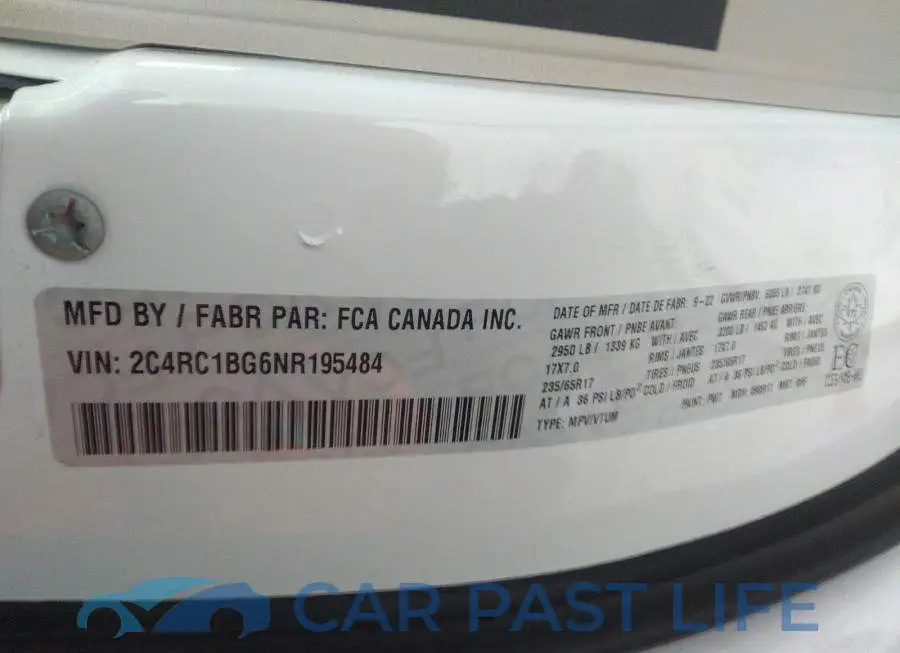 2C4RC1BG6NR195484# 9