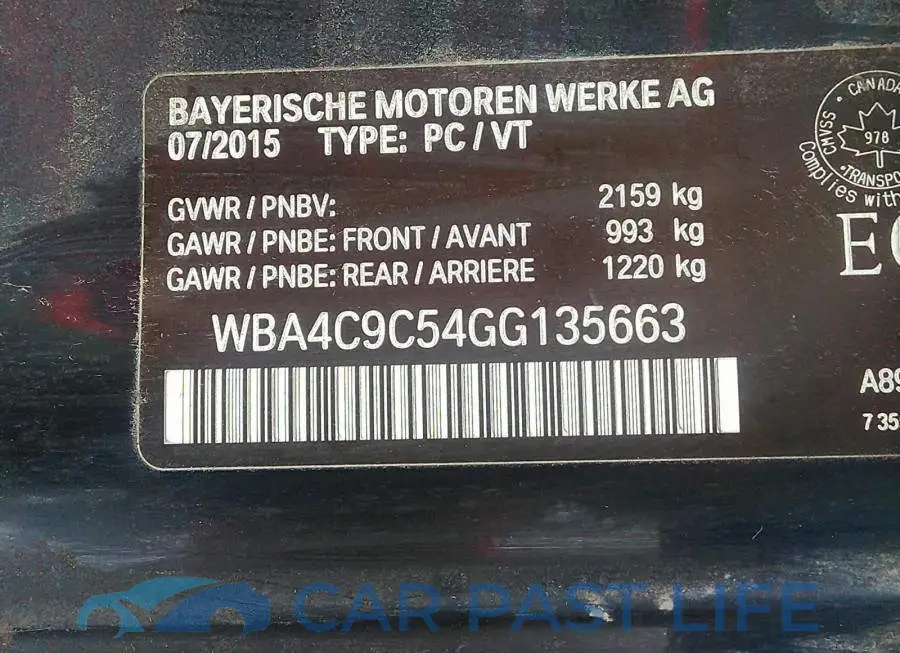 WBA4C9C54GG135663# 9