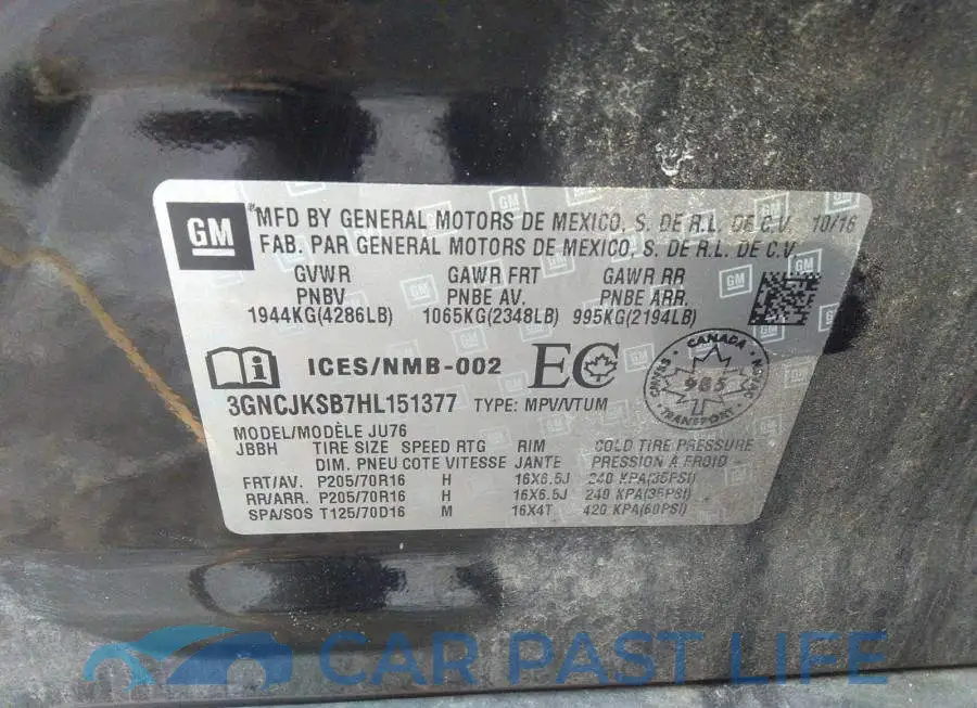 3GNCJKSB7HL151377# 9