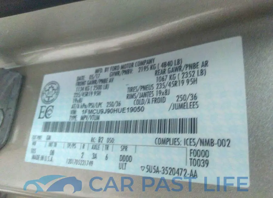 1FMCU9J90HUE19050# 9
