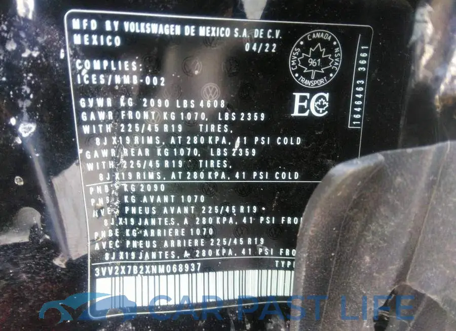 3VV2X7B2XNM068937# 9