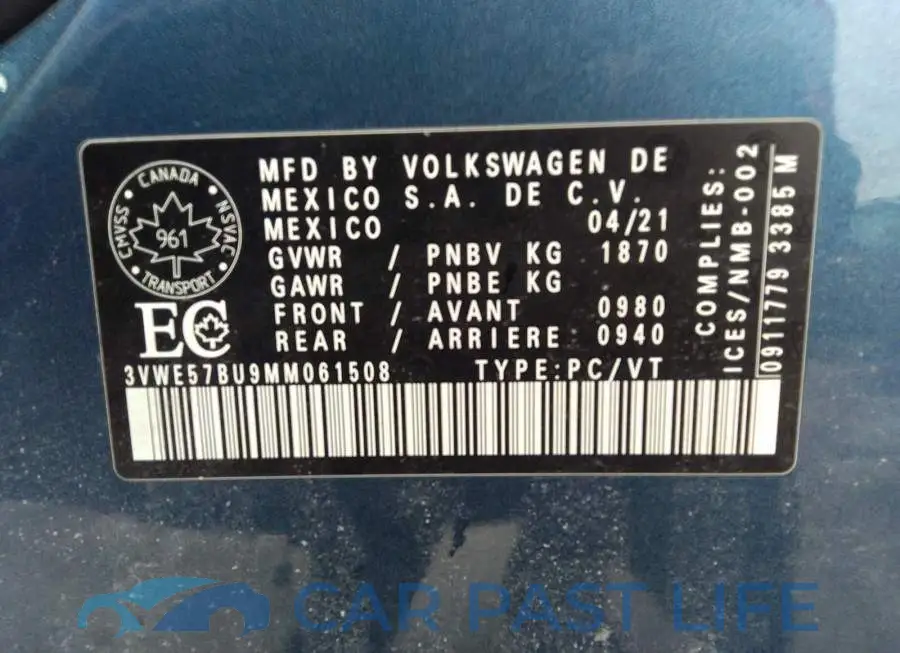 3VWE57BU9MM061508# 9