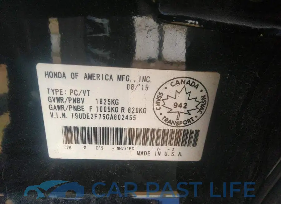 19UDE2F75GA802455# 9
