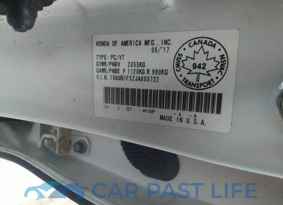 19UUB1F52JA800722# 9