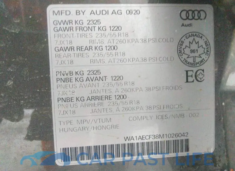WA1AECF38M1026042# 9