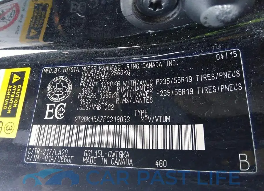 2T2BK1BA7FC319033# 9