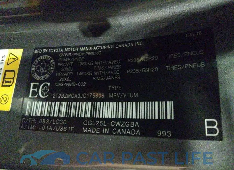 2T2BZMCA3JC175808# 9