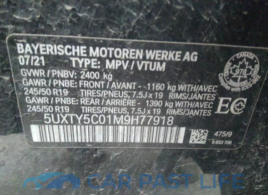 5UXTY5C01M9H77918# 9