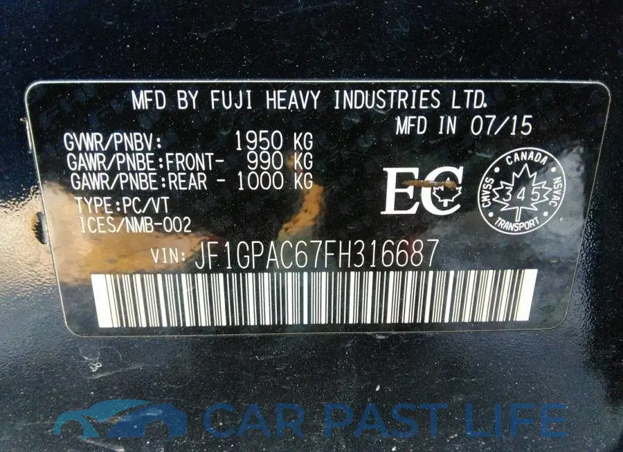 JF1GPAC67FH316687# 9