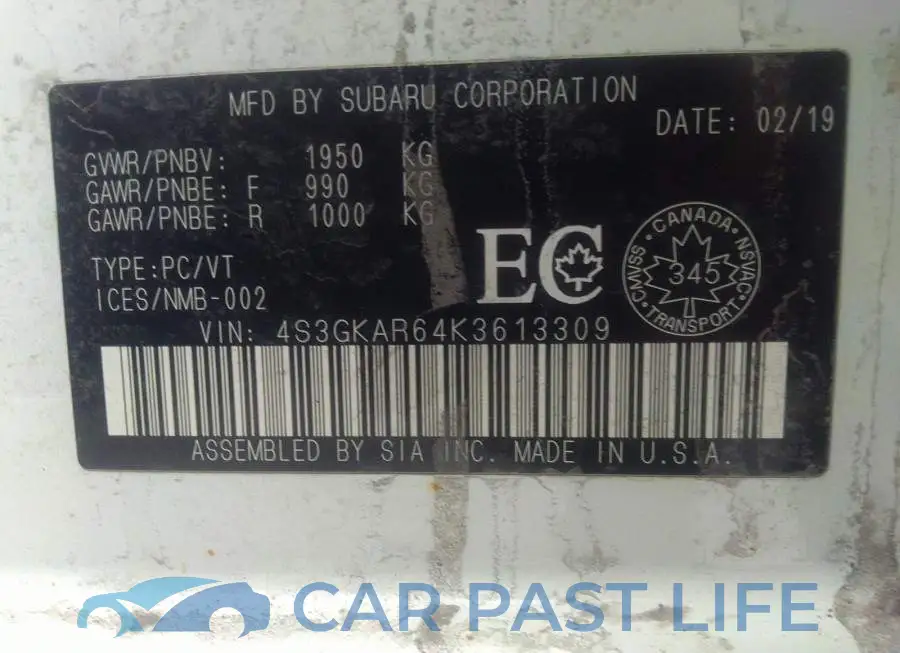 4S3GKAR64K3613309# 9